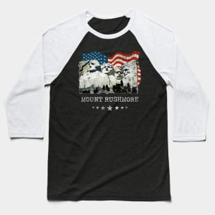 Mount Rushmore Distressed Vintage Patriots Flag Tee Baseball T-Shirt